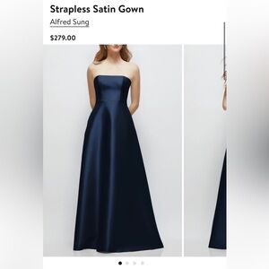 ALFRED SUNG Navy Strapless Dress